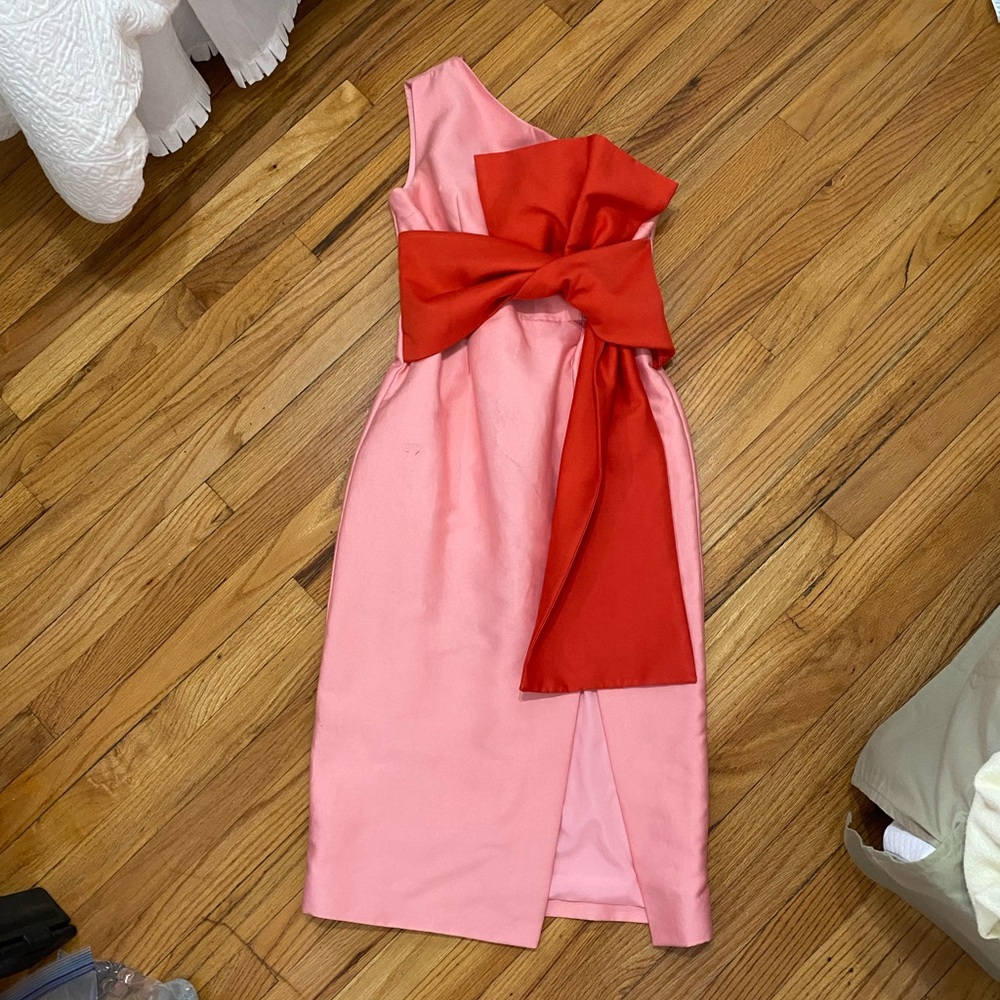 KEEPSAKE the label pink and red bow midi dress